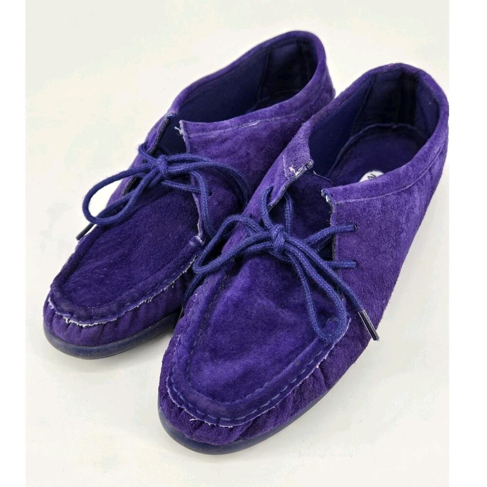 Vintage 90s Purple Suede Leather Razzmatazz Loafer Moccasin Boat Shoes Sz 8